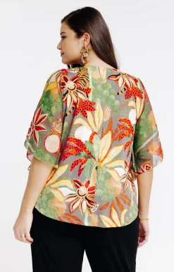 Toscane Boutique Tee-shirt forme poncho imprimé| Tee-shirts