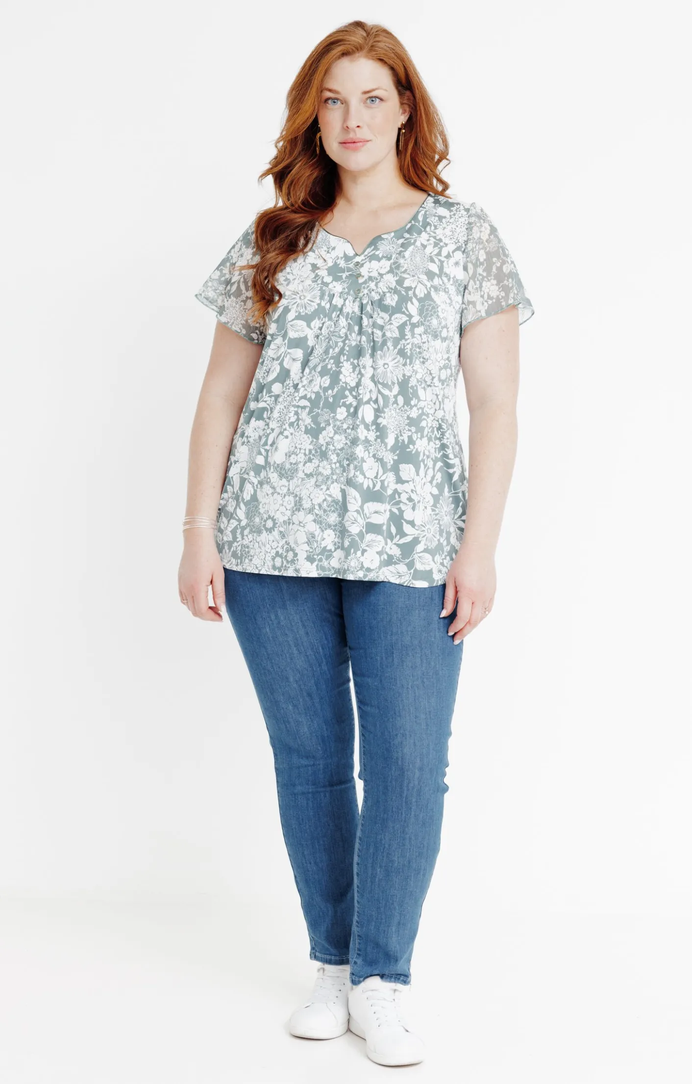 Toscane Boutique Tee-shirt impimé bicolore à fleurs| Tee-shirts