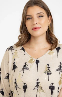 Toscane Boutique Tee-shirt maille chaude imprimé| Tee-shirts