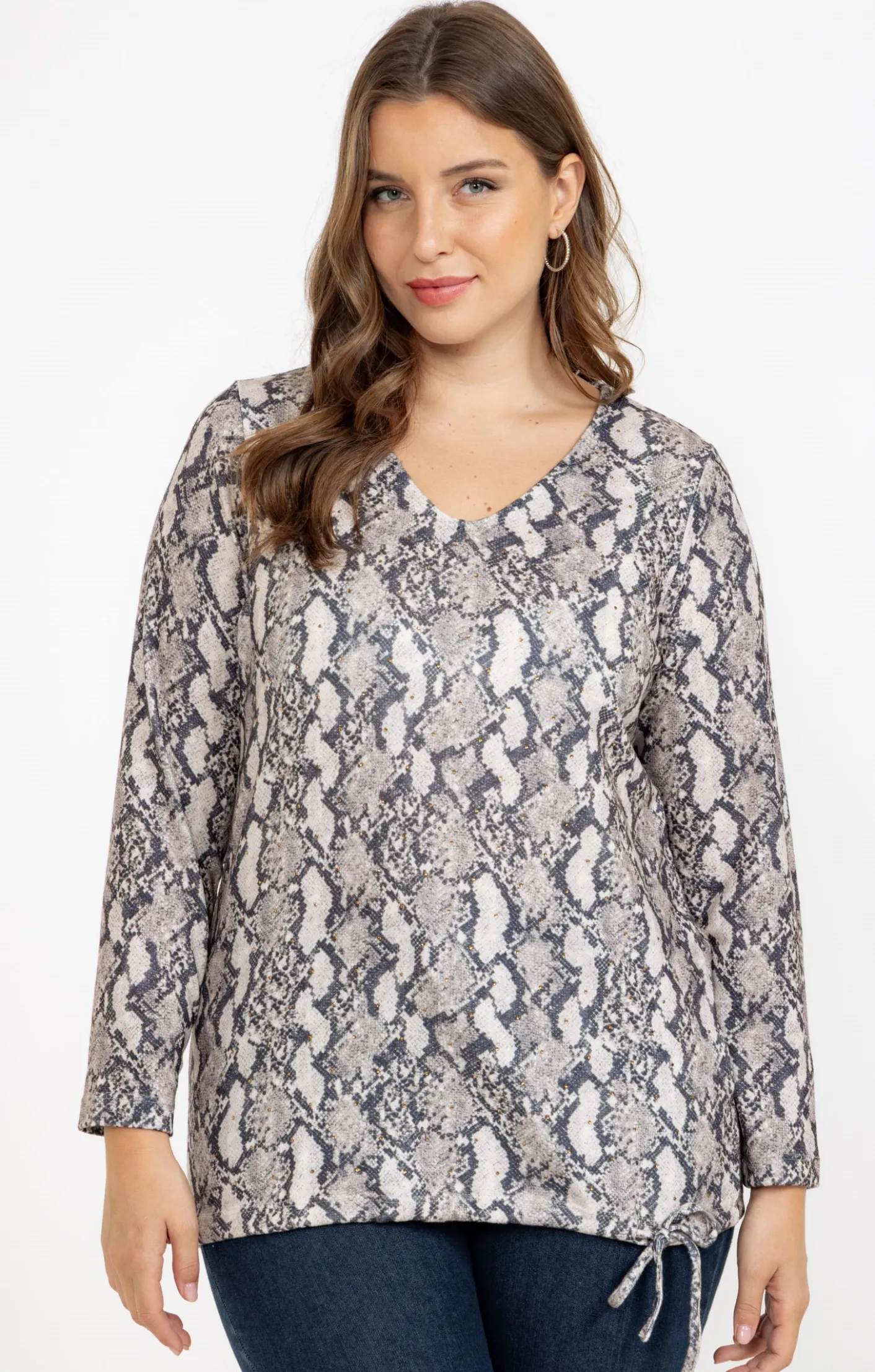 Toscane Boutique Tee-shirt maille chaude imprimé python| Tee-shirts