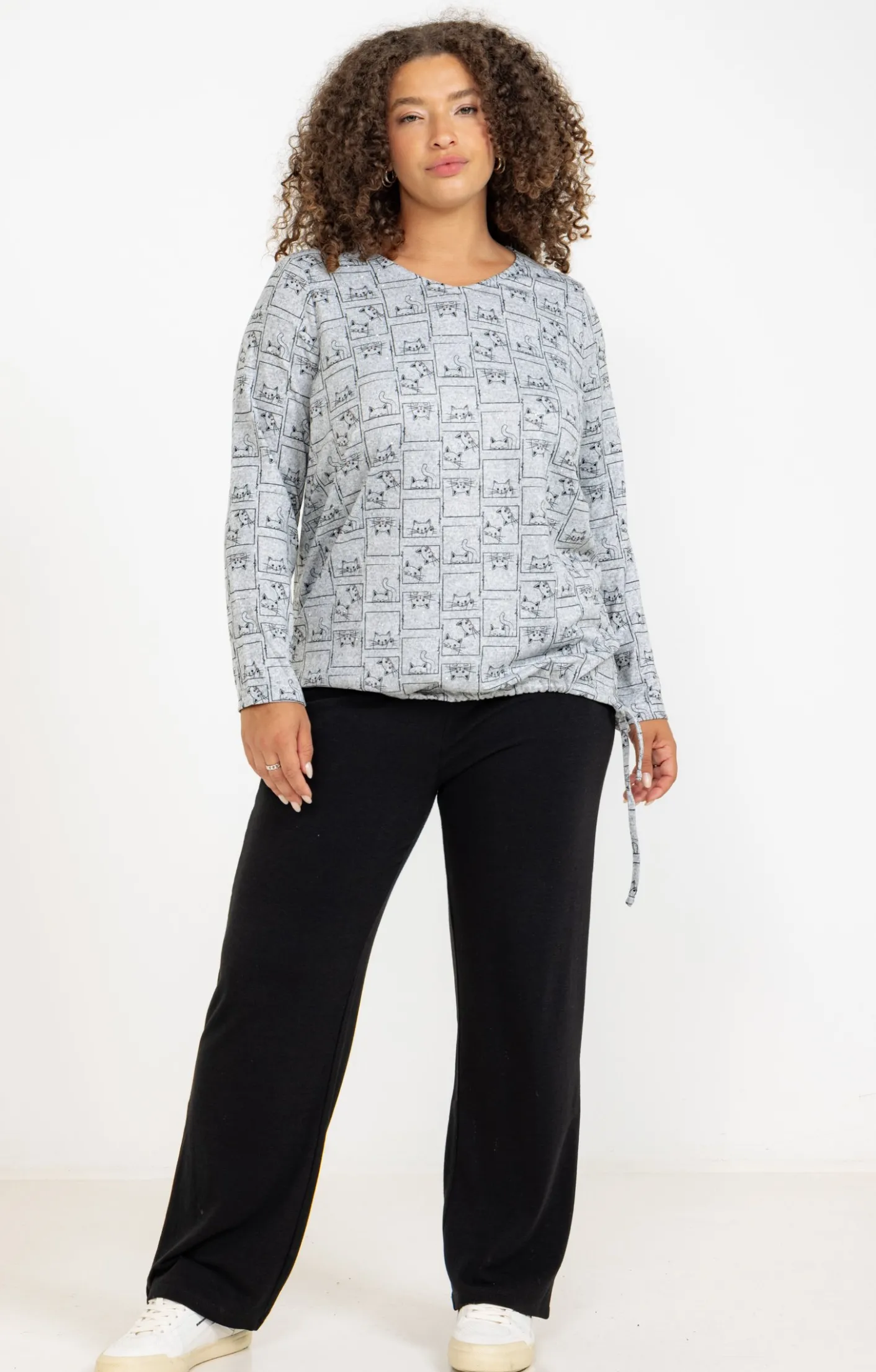 Toscane Boutique Tee-shirt maille chaude imprimé chats| Tee-shirts