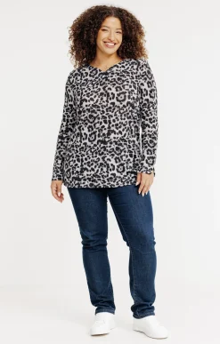 Toscane Boutique Tee-shirt maille chaude léopard| Tee-shirts
