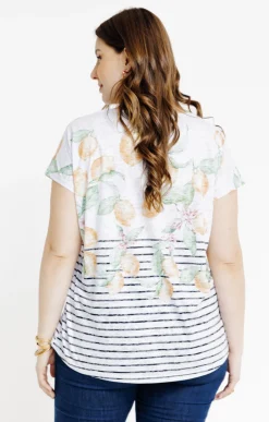 Toscane Boutique Tee-shirt rayé avec motifs citrons| Tee-shirts