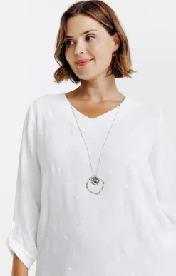 Toscane Boutique Tunique avec fleurs brodées et collier| Chemisiers & Tuniques