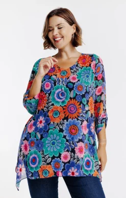 Toscane Boutique Tunique imprimé fleuri avec collier| Chemisiers & Tuniques