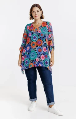 Toscane Boutique Tunique imprimé fleuri avec collier| Chemisiers & Tuniques