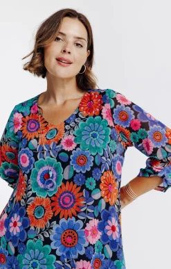 Toscane Boutique Tunique imprimé fleuri avec collier| Chemisiers & Tuniques