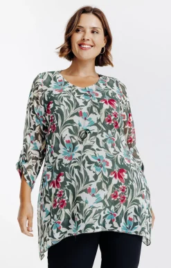 Toscane Boutique Tunique imprimée avec collier| Chemisiers & Tuniques