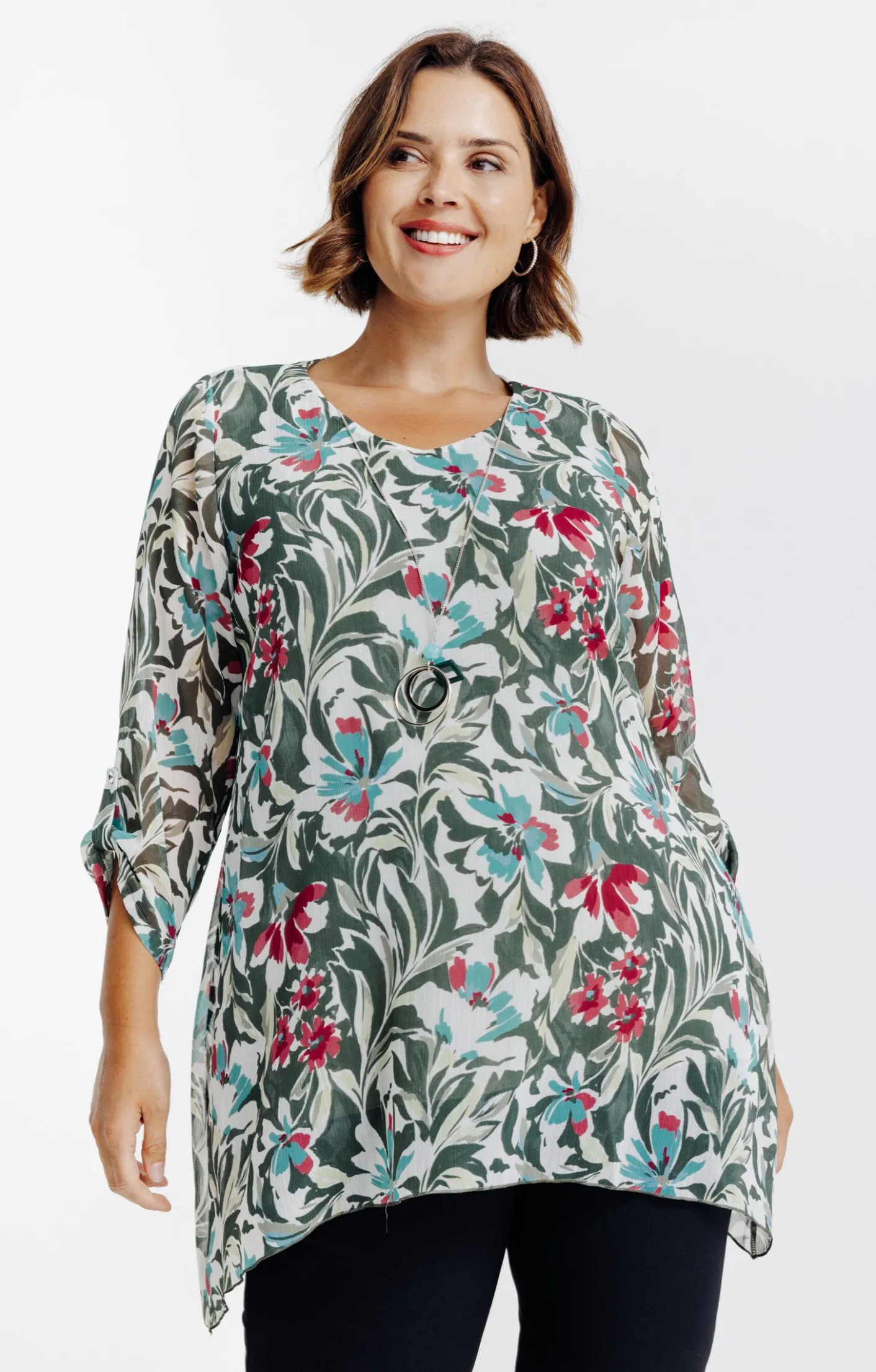 Toscane Boutique Tunique imprimée avec collier| Chemisiers & Tuniques