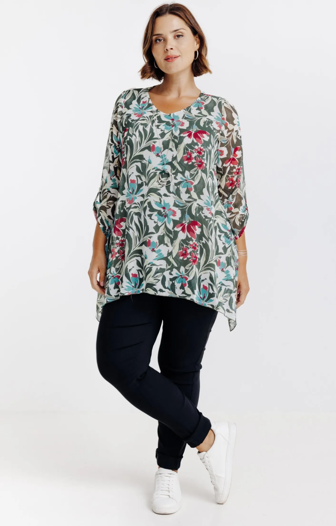 Toscane Boutique Tunique imprimée avec collier| Chemisiers & Tuniques
