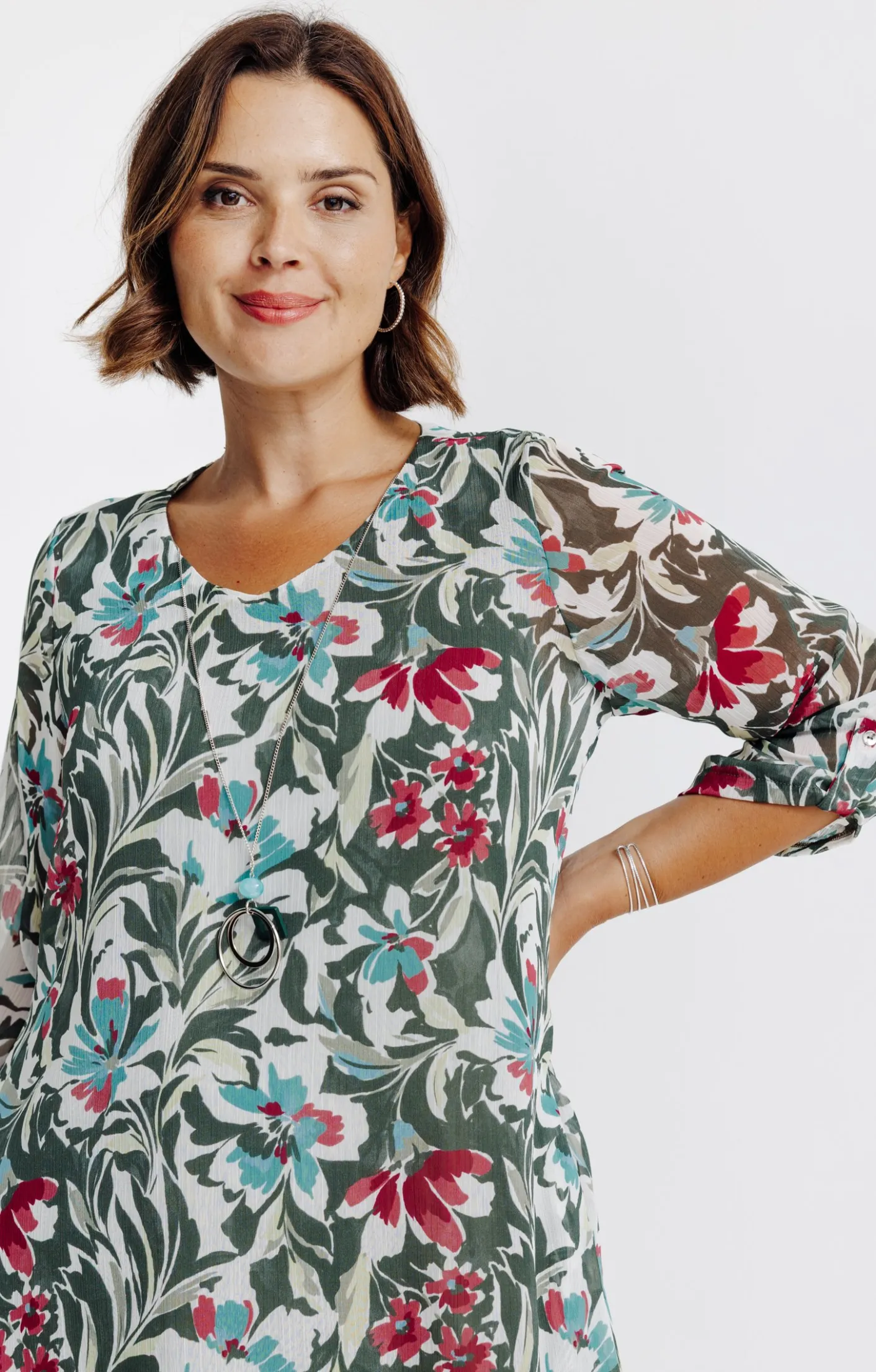 Toscane Boutique Tunique imprimée avec collier| Chemisiers & Tuniques