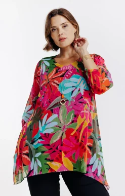 Toscane Boutique Tunique imprimée avec collier| Chemisiers & Tuniques