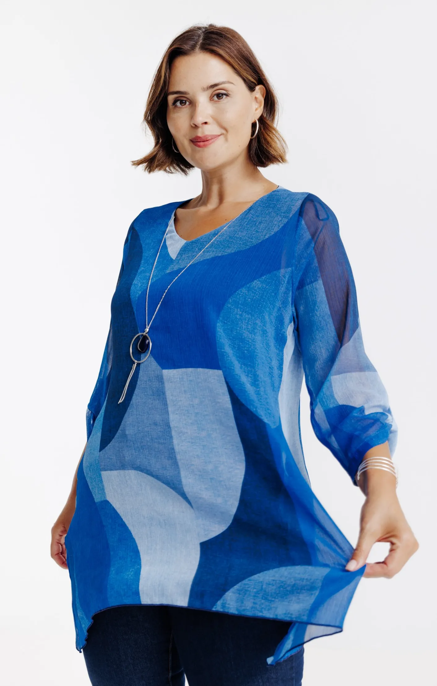 Toscane Boutique Tunique imprimée avec collier| Chemisiers & Tuniques