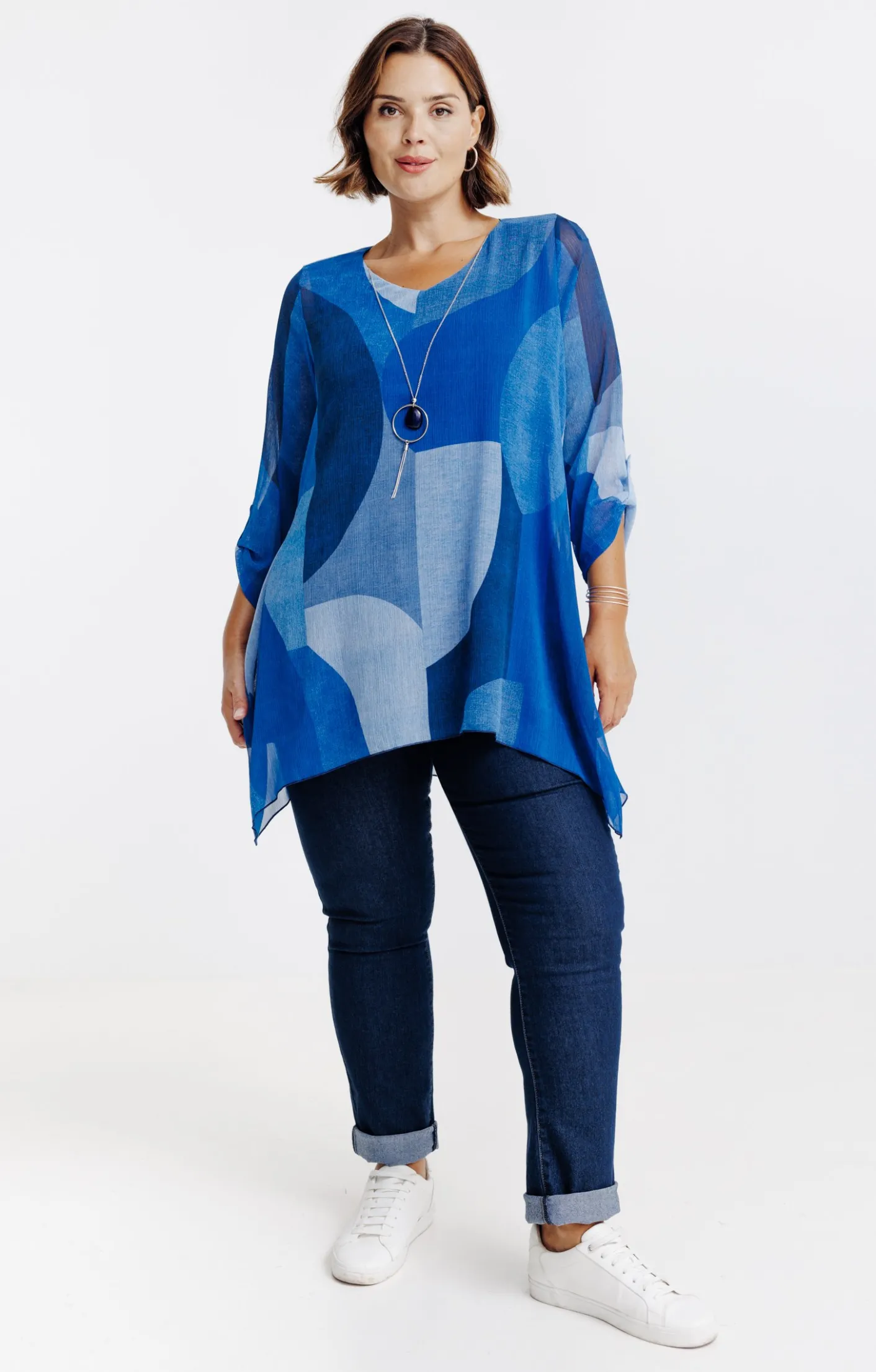 Toscane Boutique Tunique imprimée avec collier| Chemisiers & Tuniques