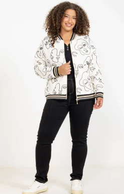 Toscane Boutique Veste bomber imprimée visages| Vestes