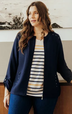 Toscane Boutique Veste zippée avec col rond| Vestes