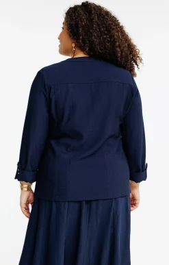 Toscane Boutique Veste zippée avec col rond| Vestes
